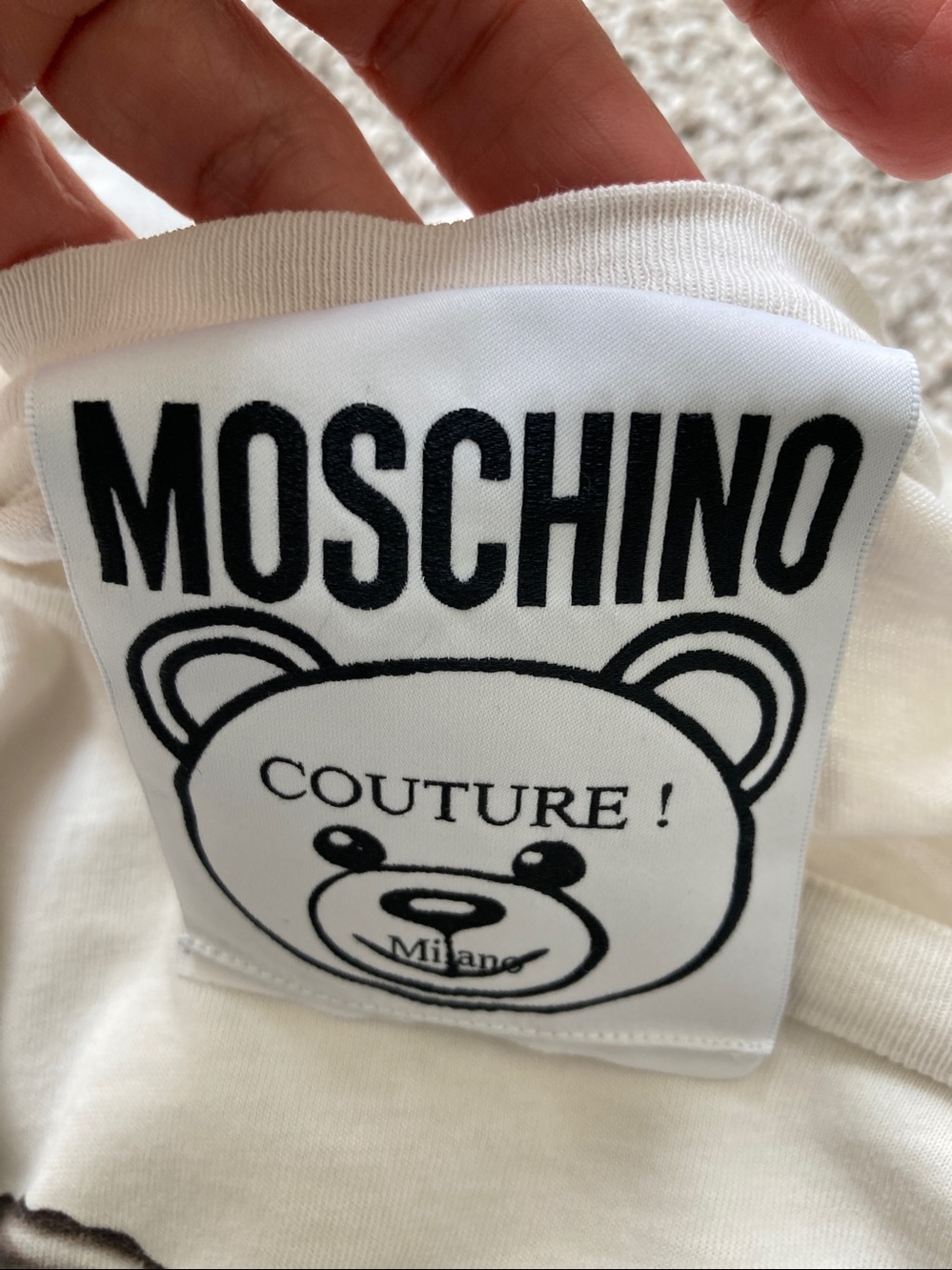 Moschino Jeweled Bear Tee T-shirt Unisex Loose Fit *AS IS* FLAWS Distressed sz S - Picture 4 of 16